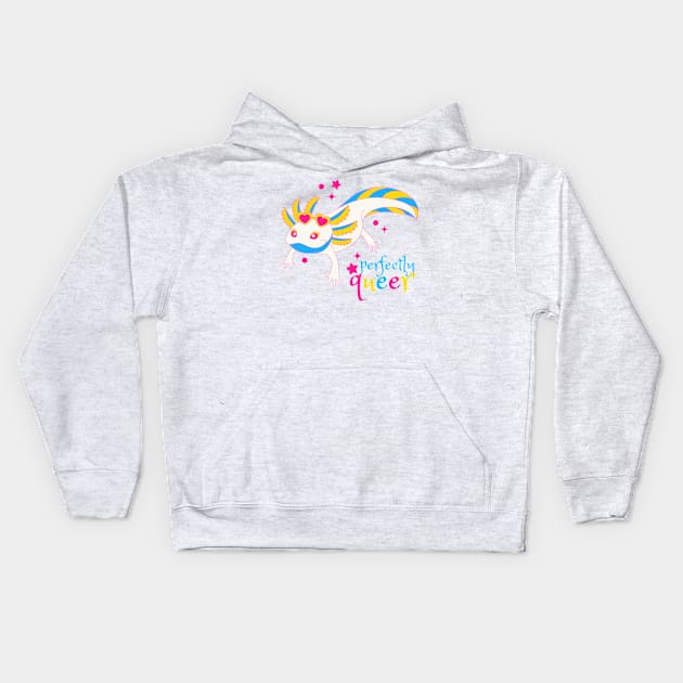 Pansexual Pride Axolotl Kids Hoodie by Nerd Trinkets